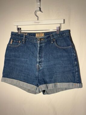 Vintage EXP Express High Rise Denim Shorts Cuffed Mom Jean Shorts 13/14 Y2K